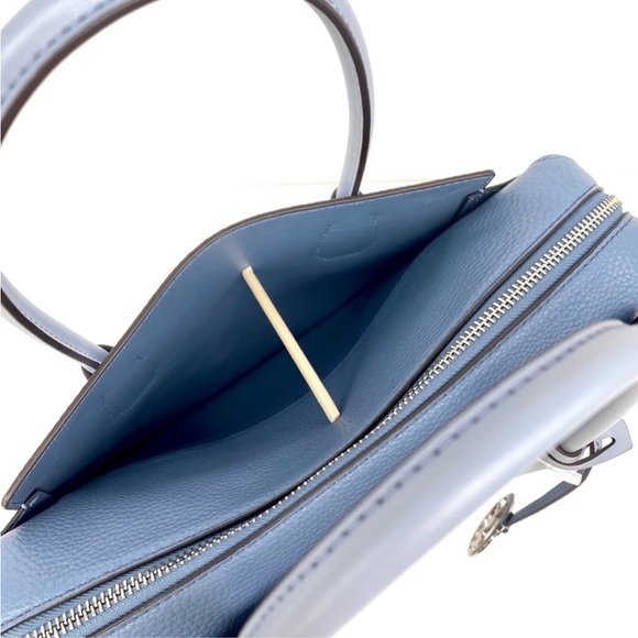 Michael Kors Mercer Medium Belted Satchel Crossbody Pale Blue Multi - Picture 11 of 12